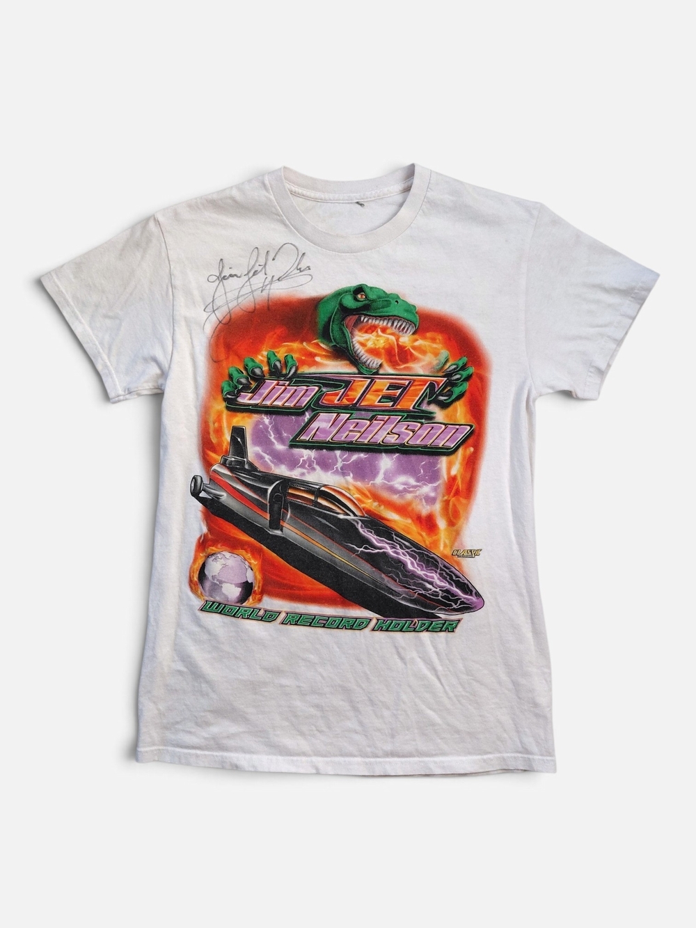 Autographed Jim Jet Neilson World Record Holder Graphic Tee White Small